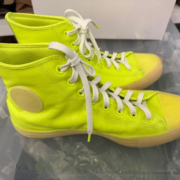 Converse Chuck Taylor All Star High Top 'Neon Yellow' | Men’s 10 Leather - Picture 6 of 13